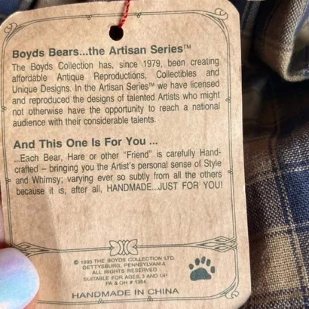 BOYDS BEARS Artisan Series Handcrafted Nellie Vintage Plush Bear VINTAGE